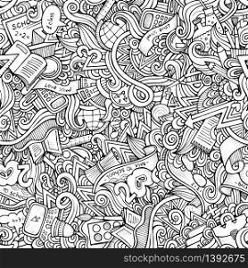 Cartoon doodles hand drawn school seamless pattern. hand drawn school seamless pattern