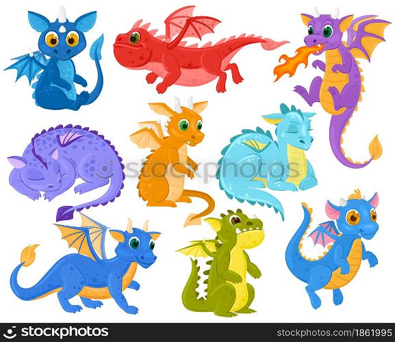 Cartoon dragon kids fantasy cute creature mascots. Funny dragon babies, medieval legends and fairytales dino characters vector illustration set. Fantasy dragon monsters mythology imagination. Cartoon dragon kids fantasy cute creature mascots. Funny dragon babies, medieval legends and fairytales dino characters vector illustration set. Fantasy dragon monsters