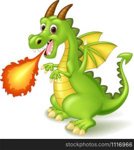 Cartoon dragon posing with fire