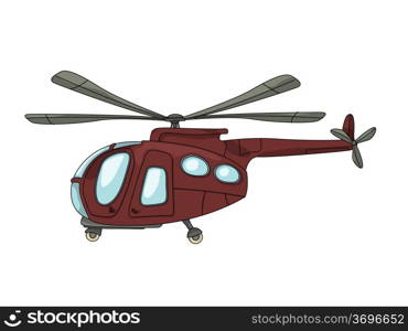 Cartoon drawing helicopter against white background