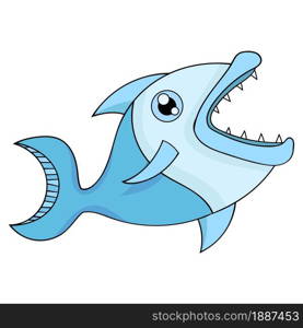 cartoon drawing of fish with sharp teeth