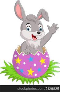 Cartoon Easter bunny in the Easter egg