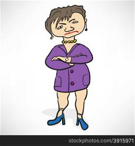Cartoon elderly, angry businesswoman
