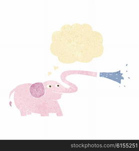 cartoon elephant squirting water with thought bubble