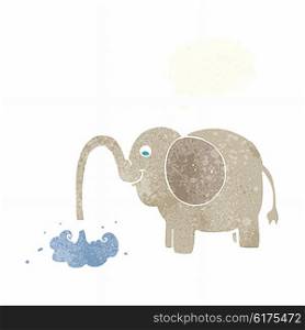 cartoon elephant squirting water with thought bubble