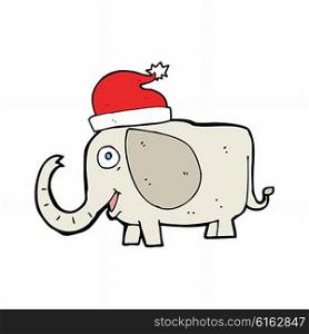cartoon elephant wearing a christmas hat