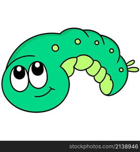 cartoon emoticon of smiling green faced caterpillar head