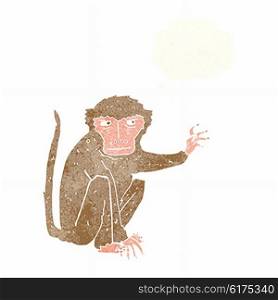 cartoon evil monkey with thought bubble