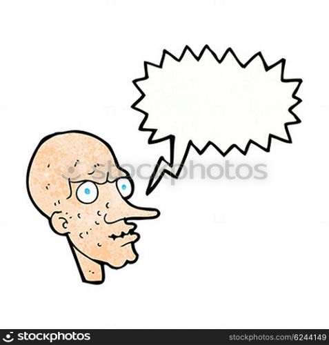cartoon evil old man with speech bubble