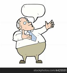 cartoon exasperated middle aged man with speech bubble