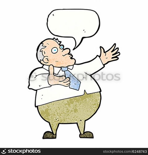 cartoon exasperated middle aged man with speech bubble