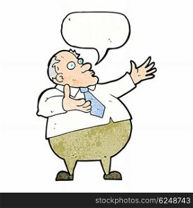 cartoon exasperated middle aged man with speech bubble