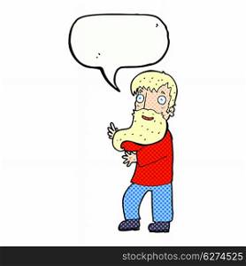 cartoon excited bearded man with speech bubble
