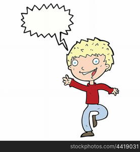 cartoon excited boy with speech bubble