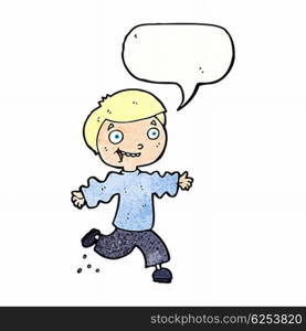 cartoon excited boy with speech bubble