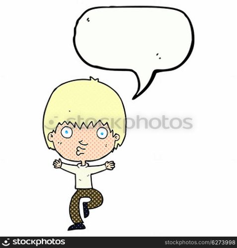 cartoon excited boy with speech bubble