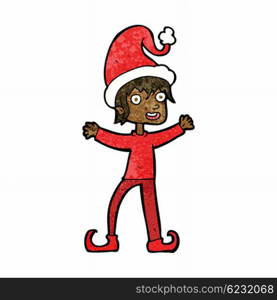cartoon excited christmas elf