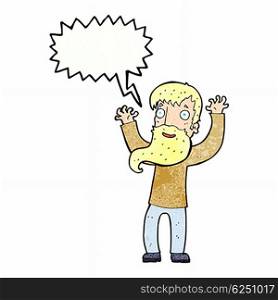 cartoon excited man with beard with speech bubble