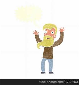 cartoon excited man with beard with speech bubble