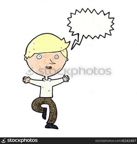 cartoon excited man with speech bubble