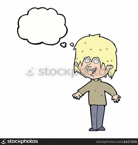 cartoon excited man with thought bubble