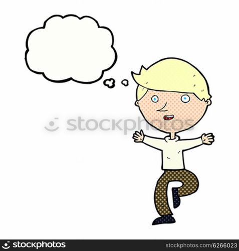 cartoon excited man with thought bubble