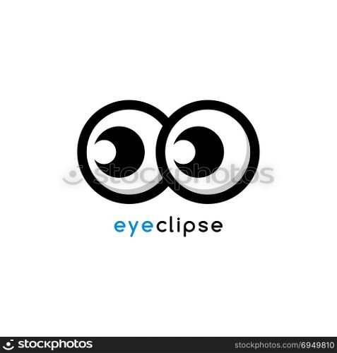 cartoon eye eclipse theme identity logo template. cartoon eye eclipse theme identity logo template vector