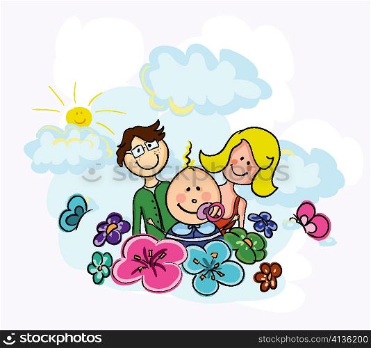 cartoon family vector background