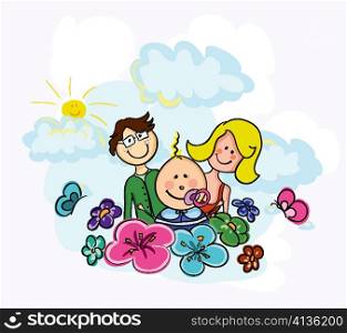 cartoon family vector background