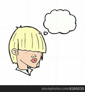 cartoon fashion haircut with thought bubble