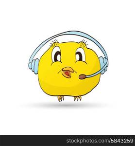 Cartoon fat chick with headphones