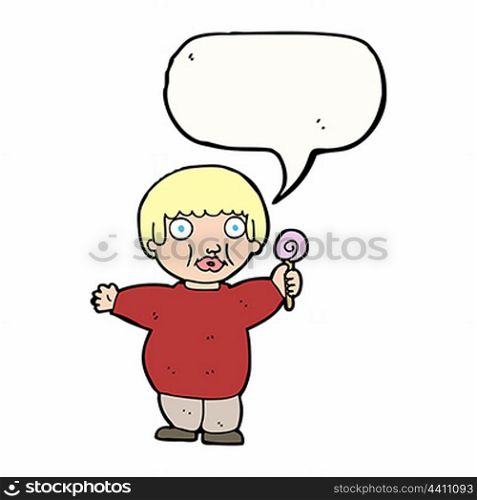 cartoon fat child with speech bubble