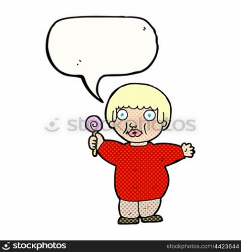 cartoon fat child with speech bubble