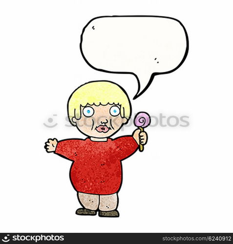 cartoon fat child with speech bubble