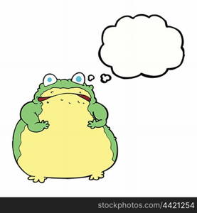 cartoon fat toad with thought bubble