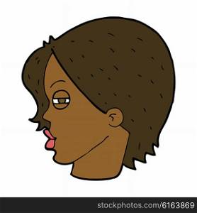 cartoon female face with narrowed eyes