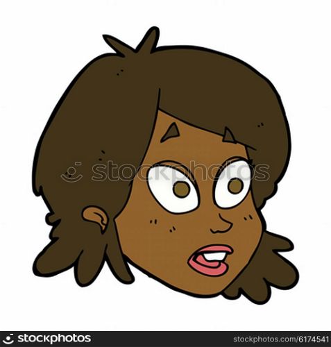 cartoon female face with surprised expression