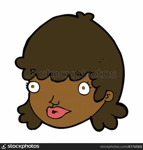 cartoon female face with surprised expression