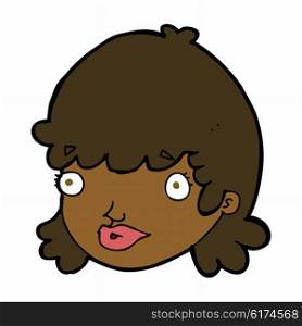 cartoon female face with surprised expression
