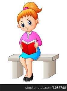 Cartoon female sitting reading a book