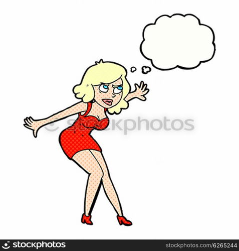 cartoon female spy with thought bubble