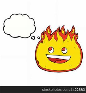 cartoon fire border with thought bubble
