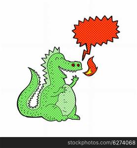 cartoon fire breathing dragon with speech bubble