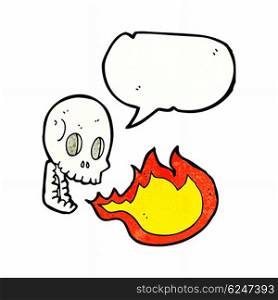 cartoon fire breathing skull with speech bubble
