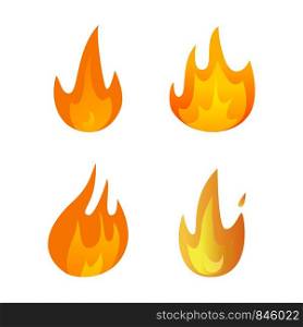 Cartoon fire flame icon set. Vector design.