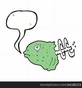 cartoon fish head with speech bubble