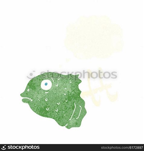 cartoon fish head with thought bubble