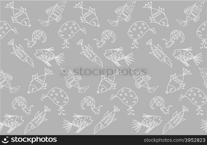 Cartoon fish, illustration of various marine animals, fish pattern, whale, algae, backgrounds,