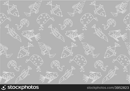 Cartoon fish, illustration of various marine animals, fish pattern, whale, algae, backgrounds,