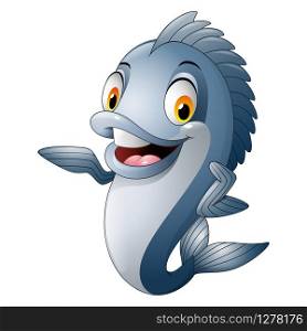 Cartoon fish presenting